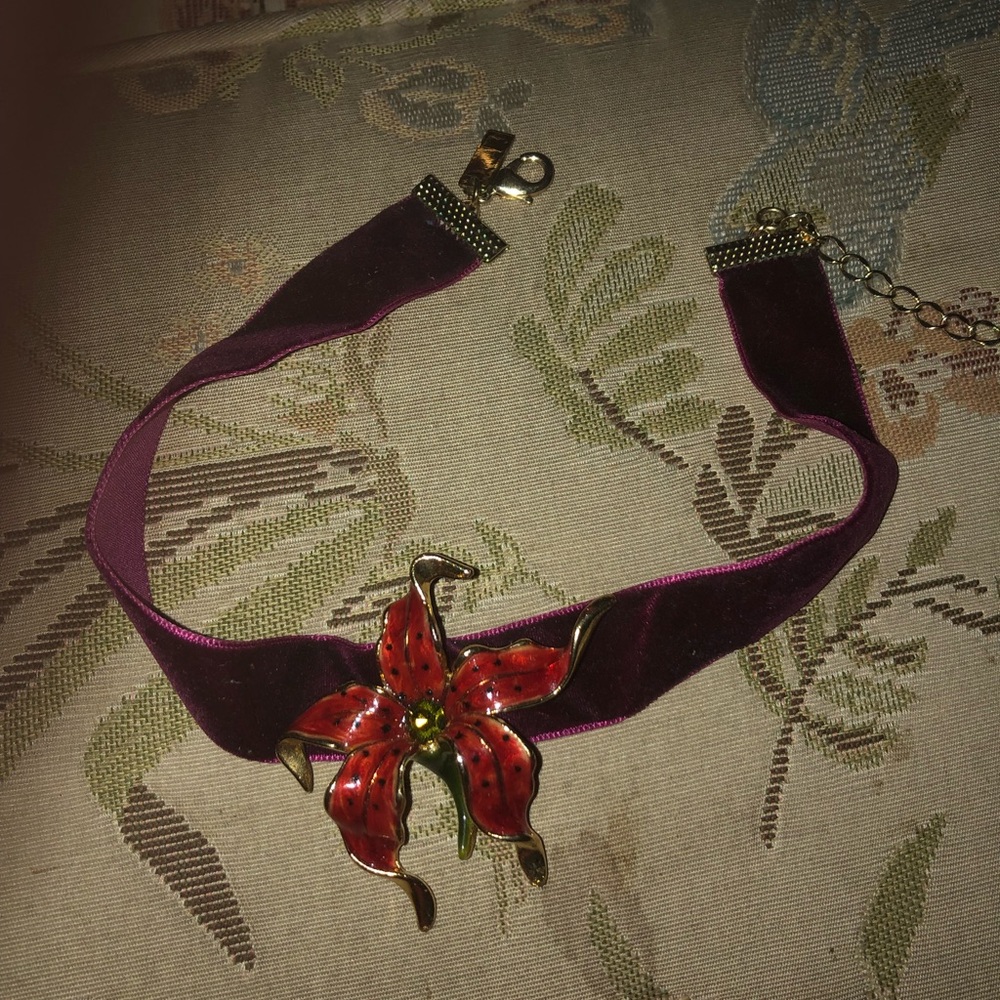 Inc. Velvet Victorian Choker w/Tiger Lily Pin - 515 $30 or $25 w/offer